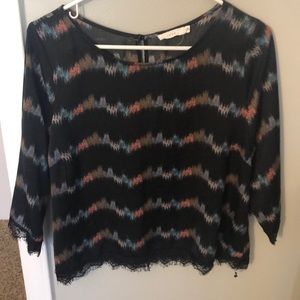 Nordstrom black colorful patterned shirt